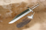 Flacherl (Bowie)<br /><hr />Klingenlänge: 310 mm<br />Gesamtlänge: 440 mm<br />Klingendicke: 6,5 mm<br />Griffmaterial: Elchhorn<br />Klingenmaterial: ATS 34